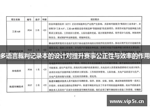 多语言裁判记录本的设计对提升赛事公正性与效率的作用